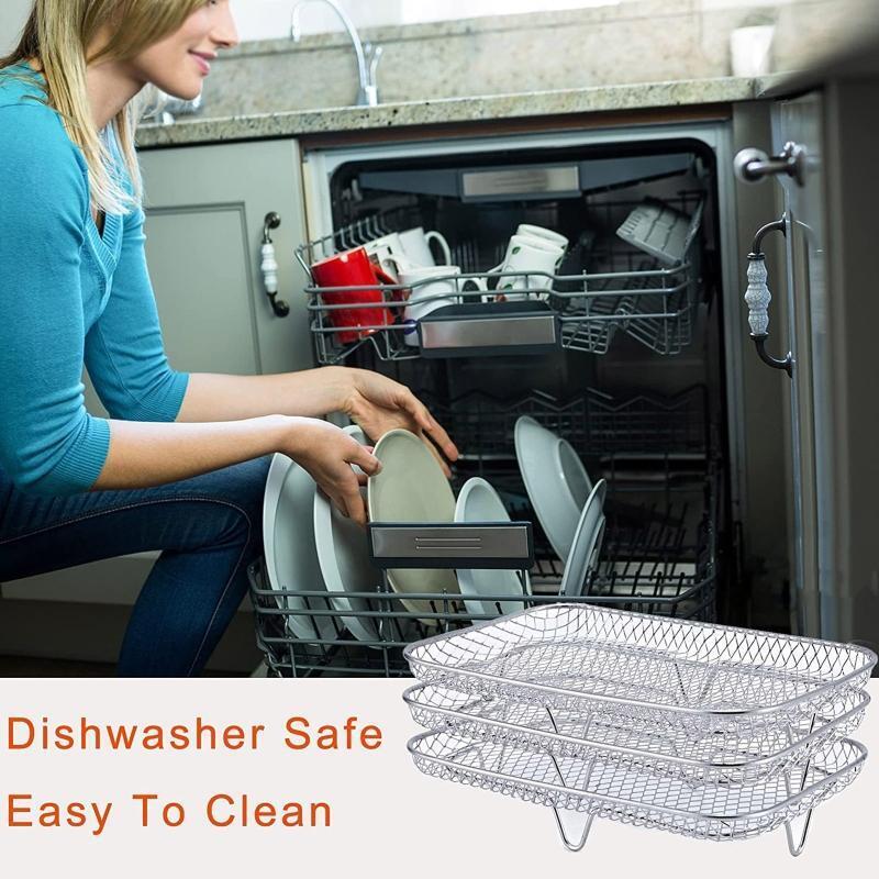 Stainless Steel Air Fryer Rack Versatile Grilling Holder 3 Layer Stand Outdoor