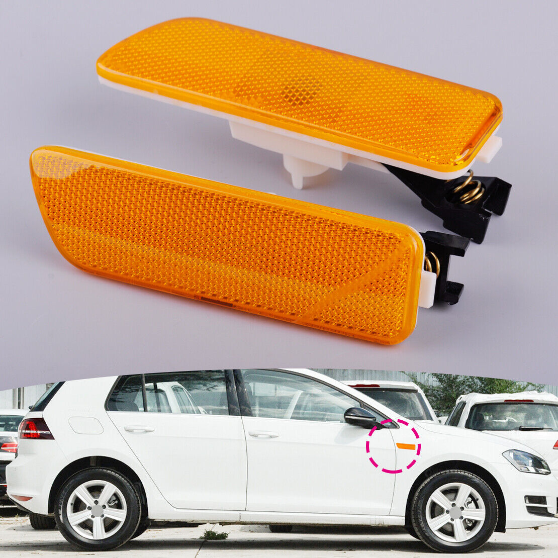 Front Bumper Reflector Side Yellow Light fit for VW Golf Jetta 99-05 1J094507 Li