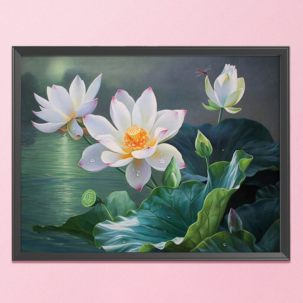 50x40cm DIY Cross Stitch Kit Lotus Flower Stamped 11CT Needlework (JL187 A)
