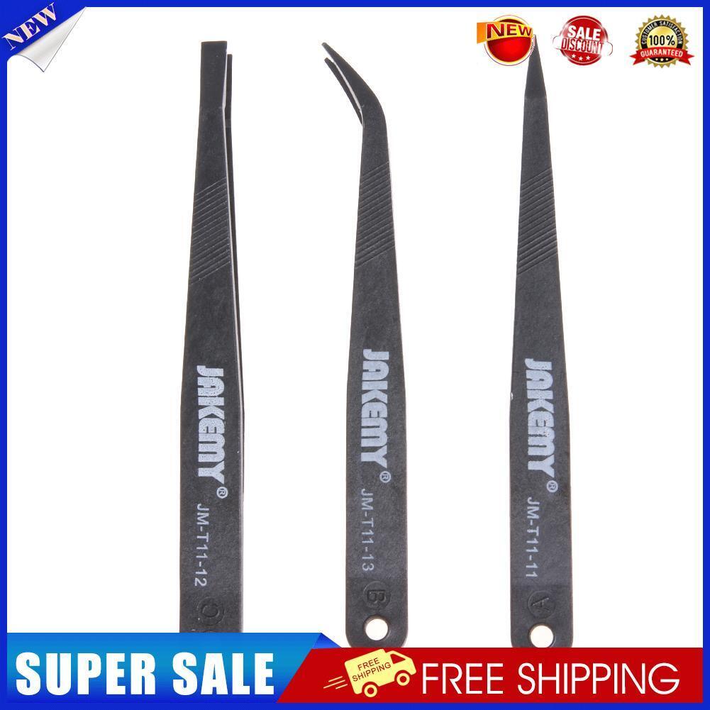 JAKEMY Anti-static Glass Fiber Tweezers Set Straight and Curved Tweezers