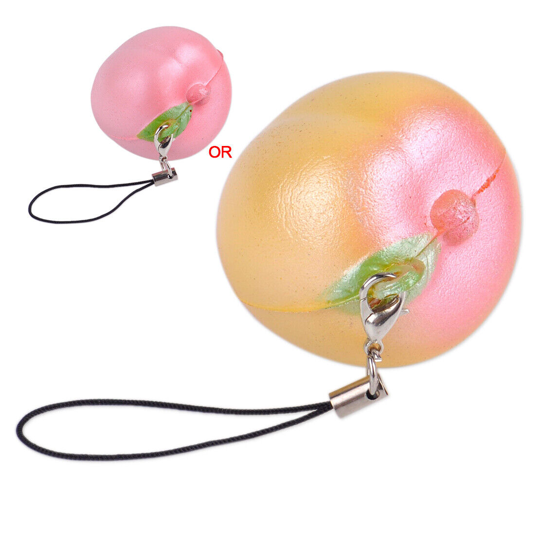 3.5cm Peach Scented Fruit Bread Slow Rising Charm Keychain Phone Strap Li