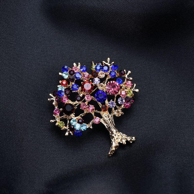 Tree Brooch Rhinestone Decorative Charms Jewelry Badge Banquet Suit Scarf Pins