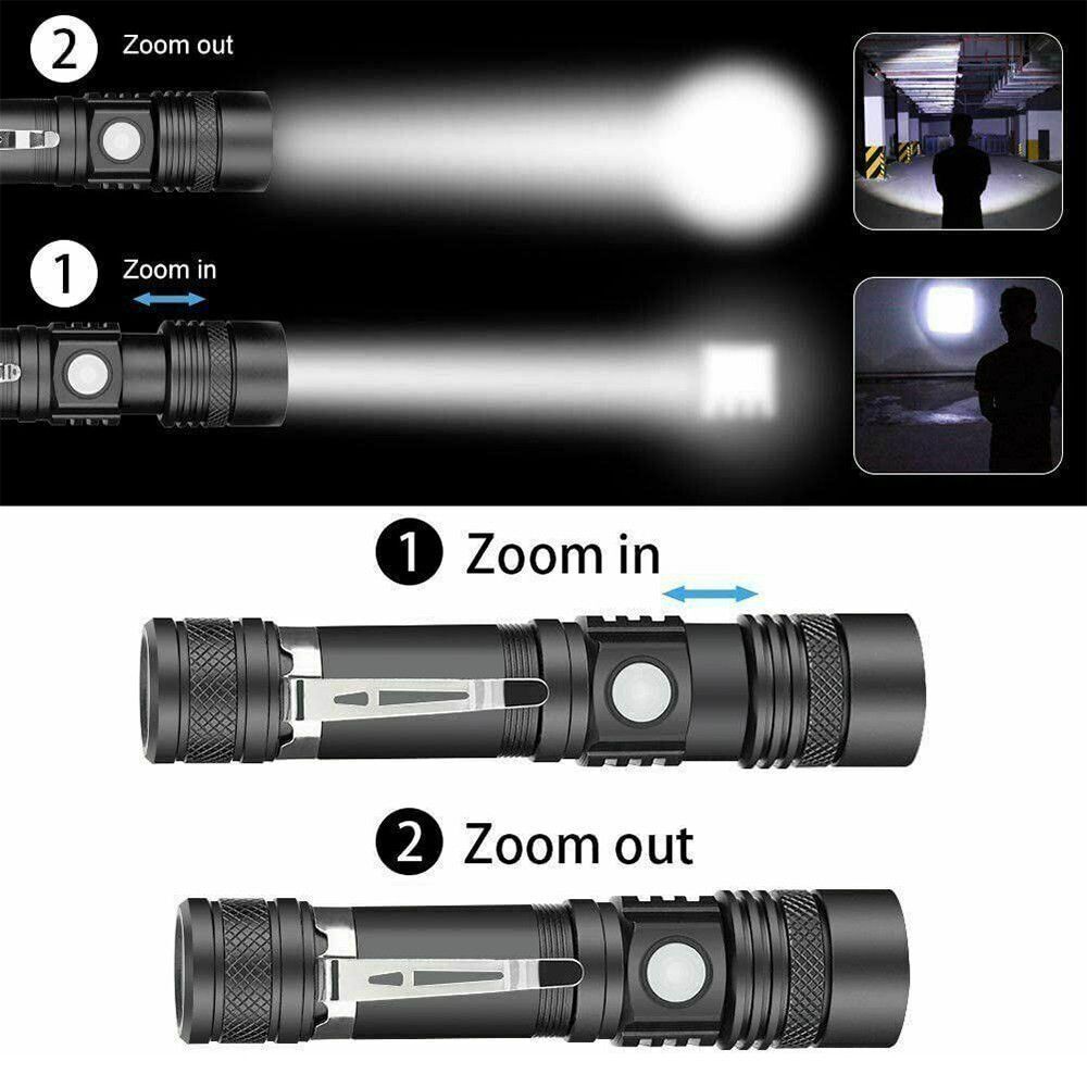 lamp beads USB Super Bright Rechargeable Battery LED Flashlight Torch  Zoomable