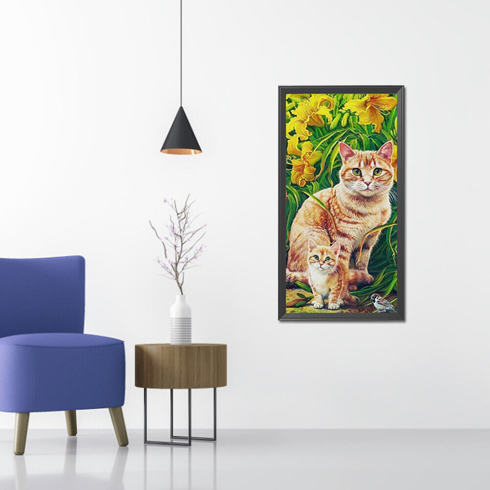 Diamond Painting Cat Mother Son Full Round Drill Rhinestone Picture (A4017)