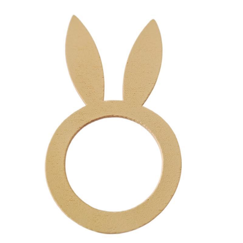 10pcs Easter Napkin Rings Wooden Bunny Ear Holder Centerpiece Desktop Decoration