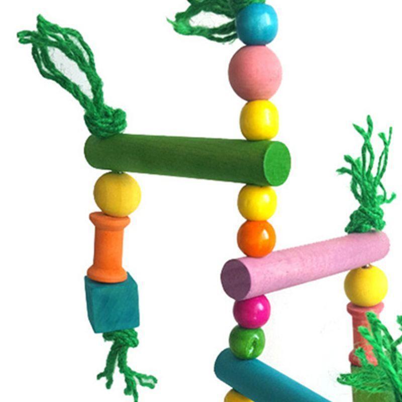 Bird Parrot Game Wooden Frame Climbing Hanging Ladder Swing Pet Grinding Perch
