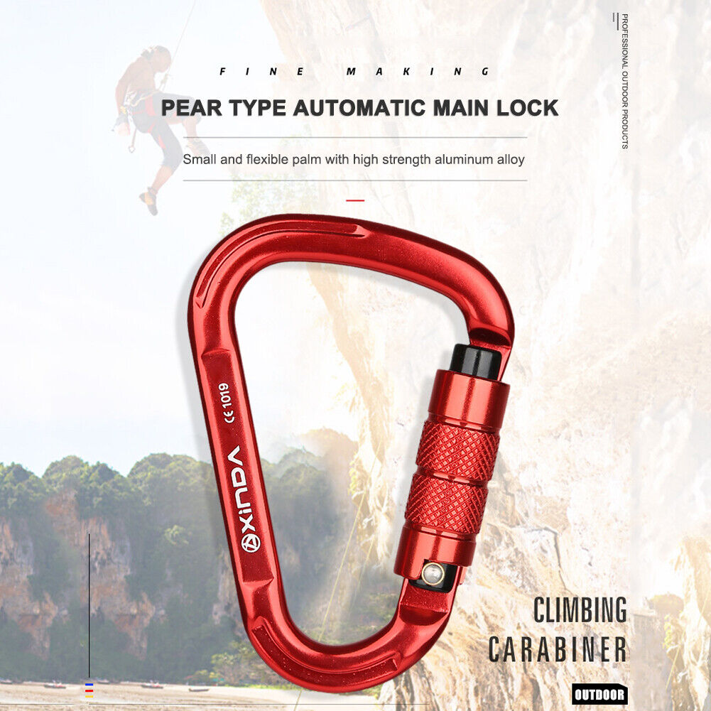 25KN Safety Auto Master Lock Carabiner Outdoor Rock Climbing Buckle (Red)