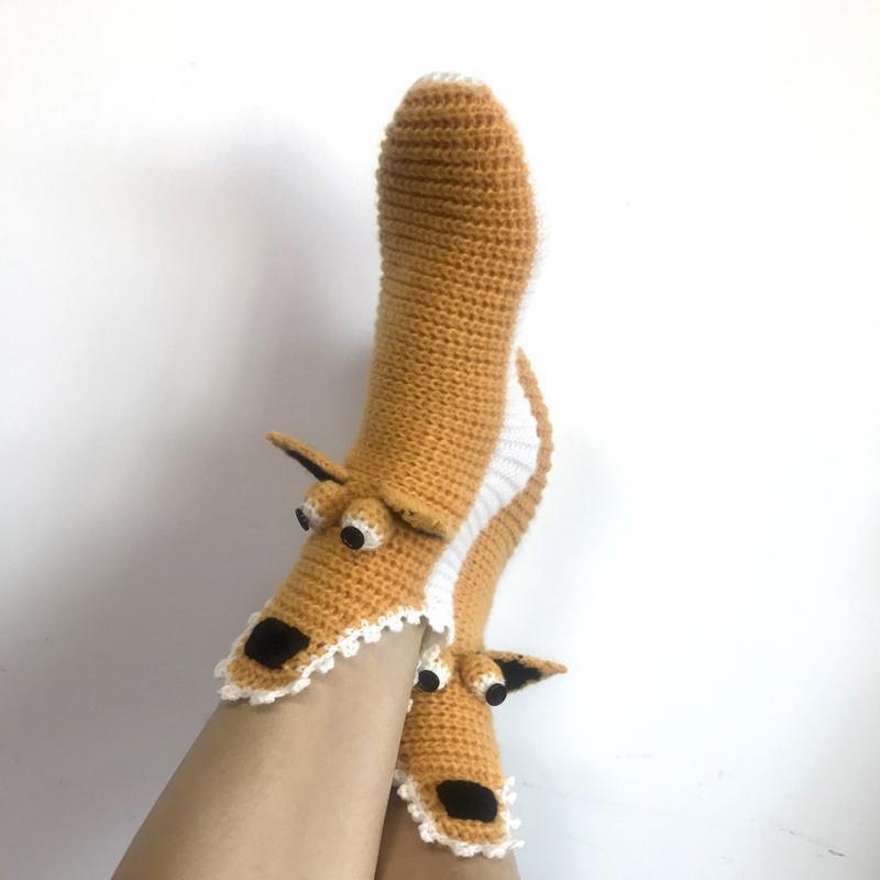Novelty Crochet Knit Cartoon Socks Funny Ice Age Squirrel Warm Floor Stockings