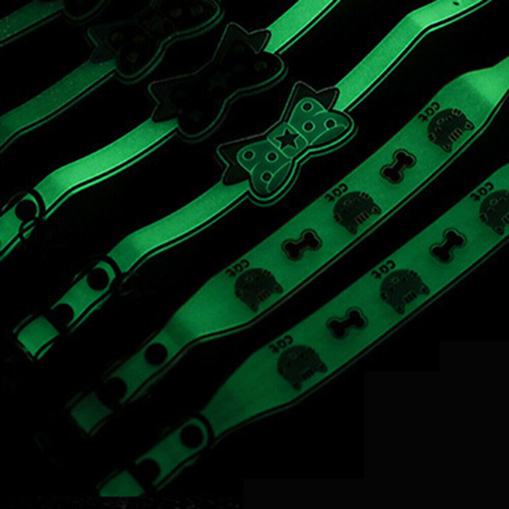 Pet Collar Silicone Night Safety Luminous Fluorescent Harness (Tie Red)