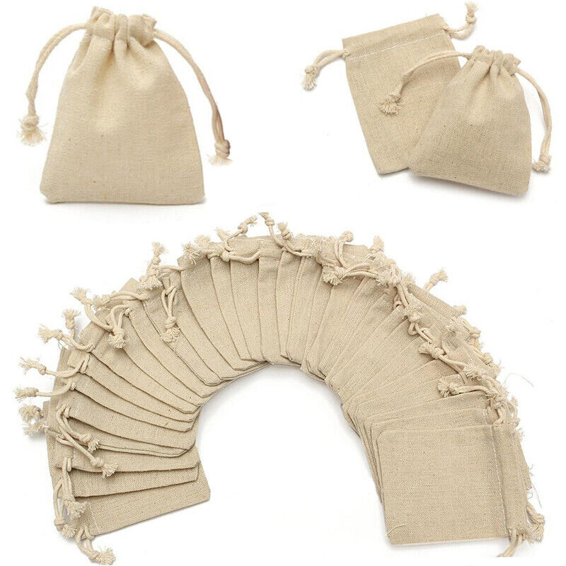30pcs Bag Natural Linen Pouch Drawstring Burlap Jute Sack Drawstring Gift Bags-