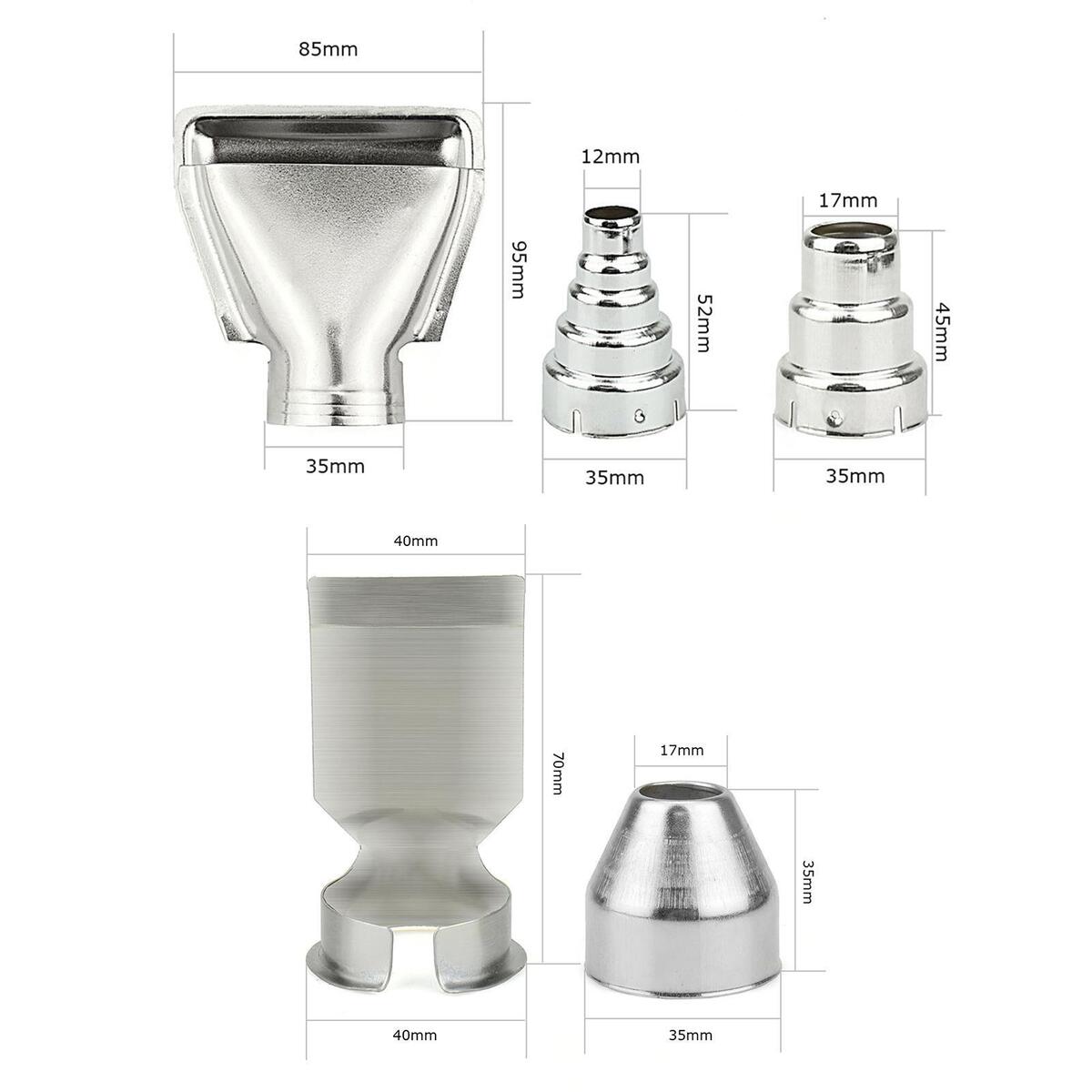 5 Pieces Heat   Nozzles Kit Stainless Steel for Hot Air Soldering Station