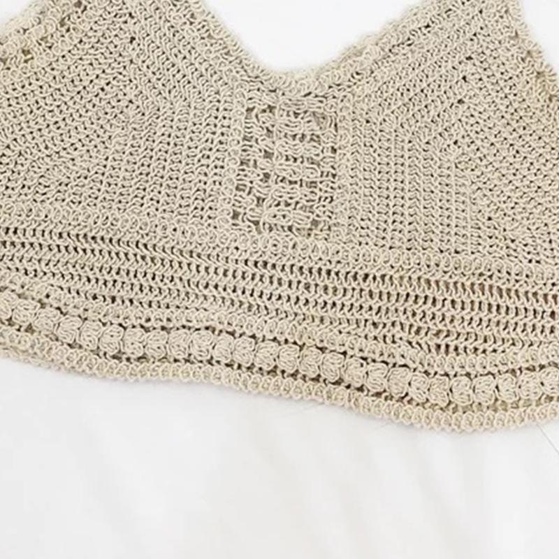 Women Crochet Crop Cami Bikini Crop Top Beach Crop Vest Tops Knitted Tank Tops