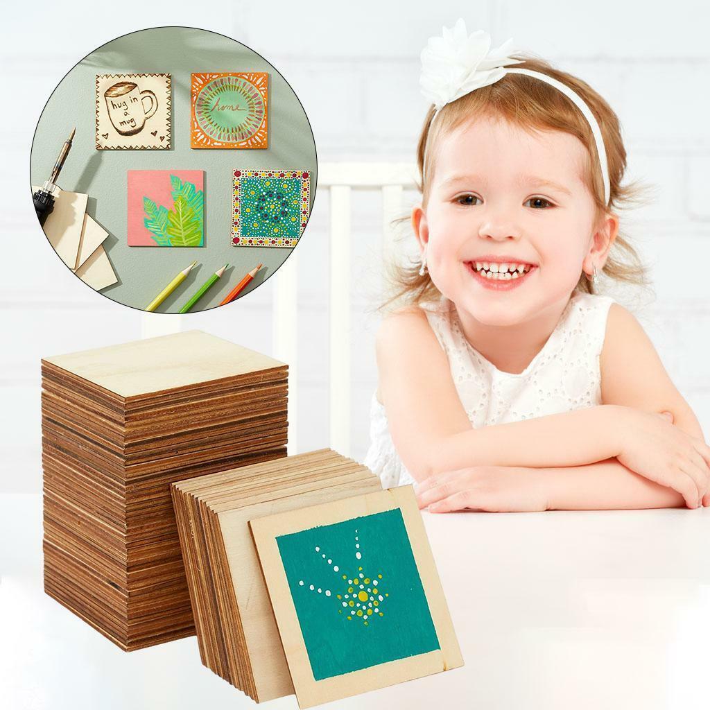 60 Pieces Unfinished Square  Pieces en Slices Holiday Christmas DIY