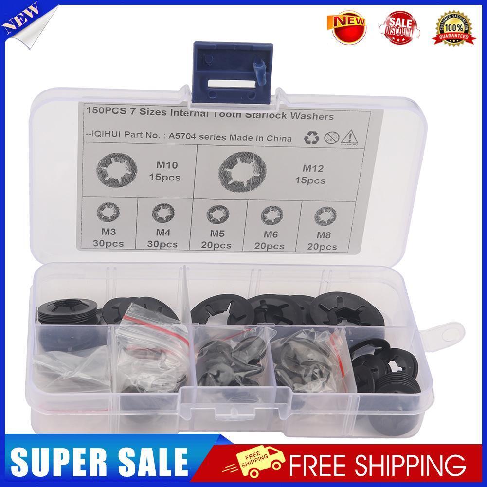 150pcs Assorted Internal Tooth Star Lock Washers Kit M3 M4 M5 M6 M8 M10 M12