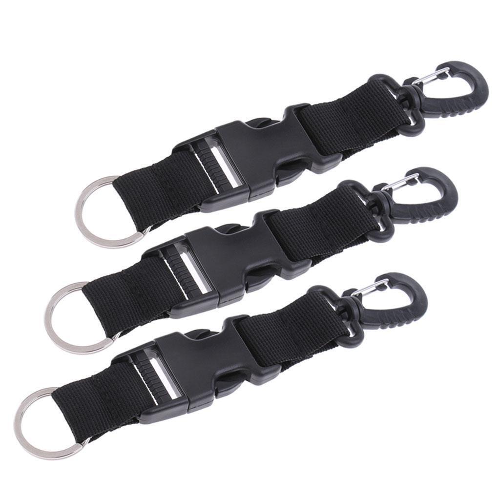 3PCS Nylon Webbing Scuba Diving Lanyard Camera Flashlight Holder Strap Clip