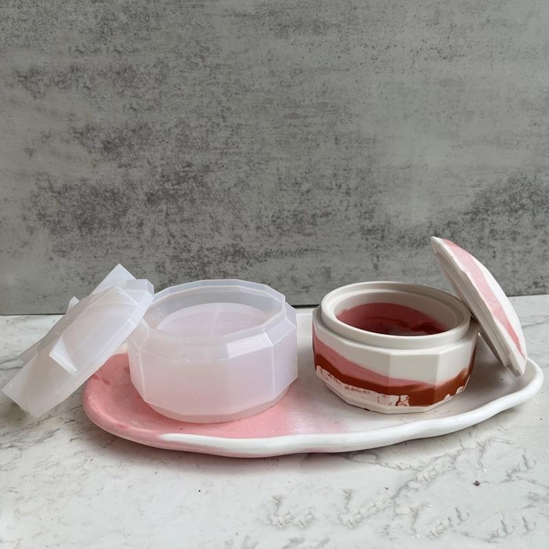 Silicone Jewelry Box Mold with Lid Jewelry Box Candle Holder Mould Bottle Epoxy