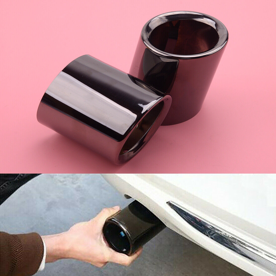 2x Titanium Exhaust Muffler Pipe Tip fit for BMW F30 316i 318i 320i 330i