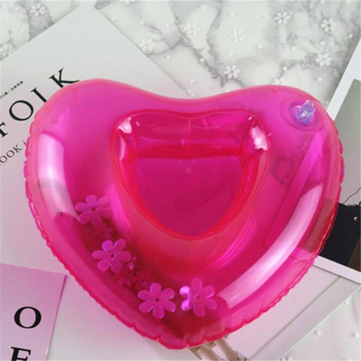 Inflatable Heart-shaped Floating Drink Can Cup Holder Swimming Pool Bath Beach