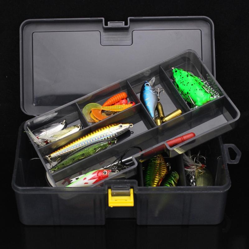 Dual Layer Tool Storage Box Translucent Gray Gifts for Fishing Enthusiasts