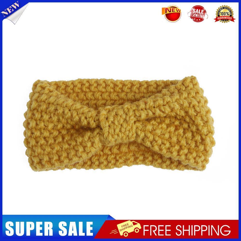 New Baby Knit Crochet Bow Headband Hair Accessories Child Headwear(Yellow)