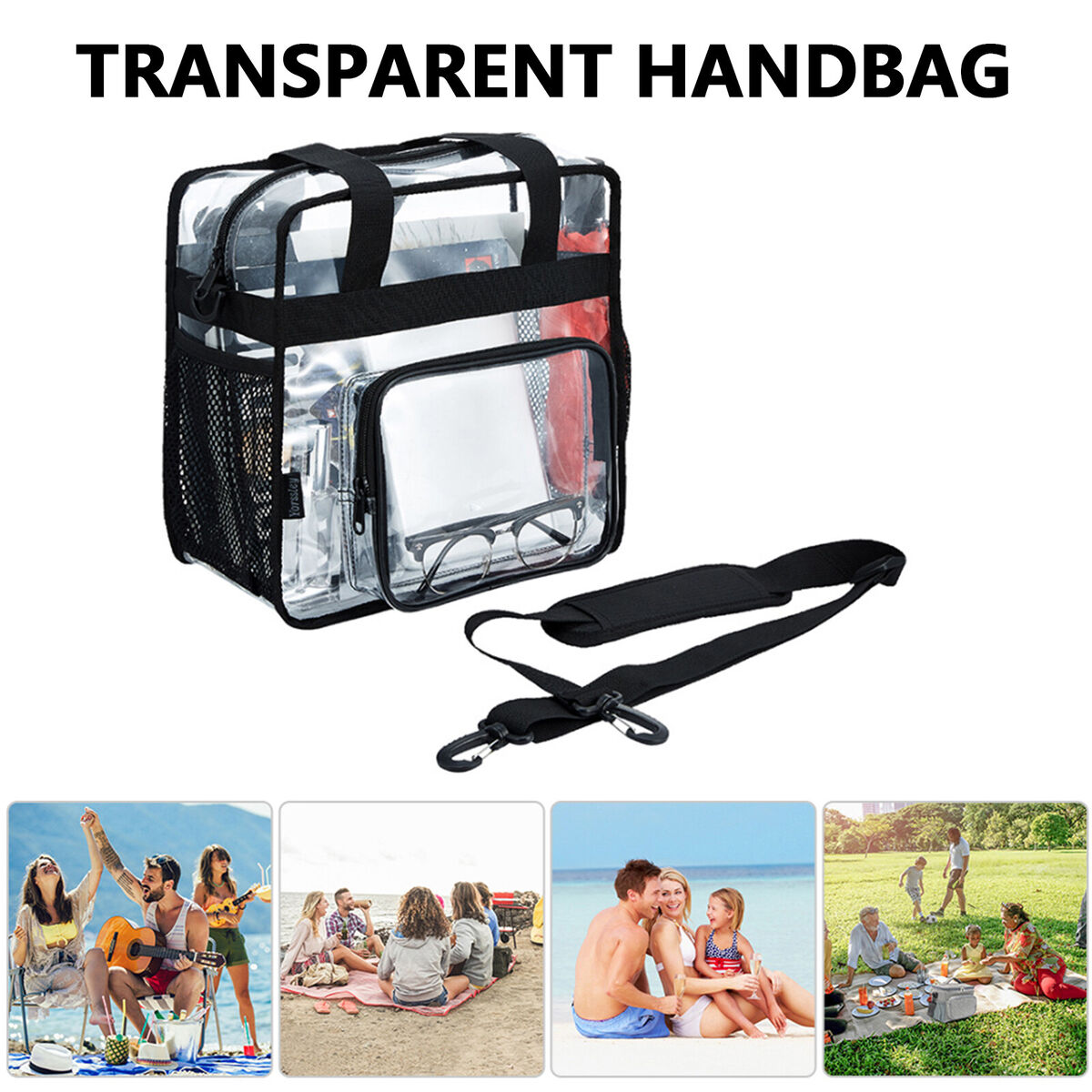 PVC transparent jelly bag large capacity transparent bag black