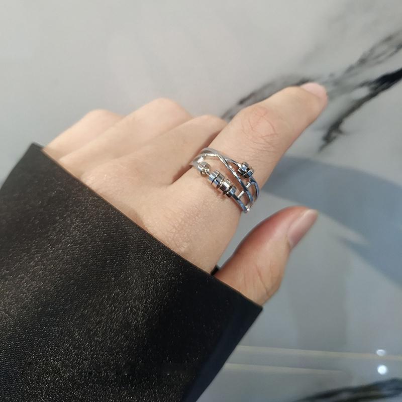 Female Three-ring Smart Index Finger Ring Transfer Beads Live Mouth Jewelry