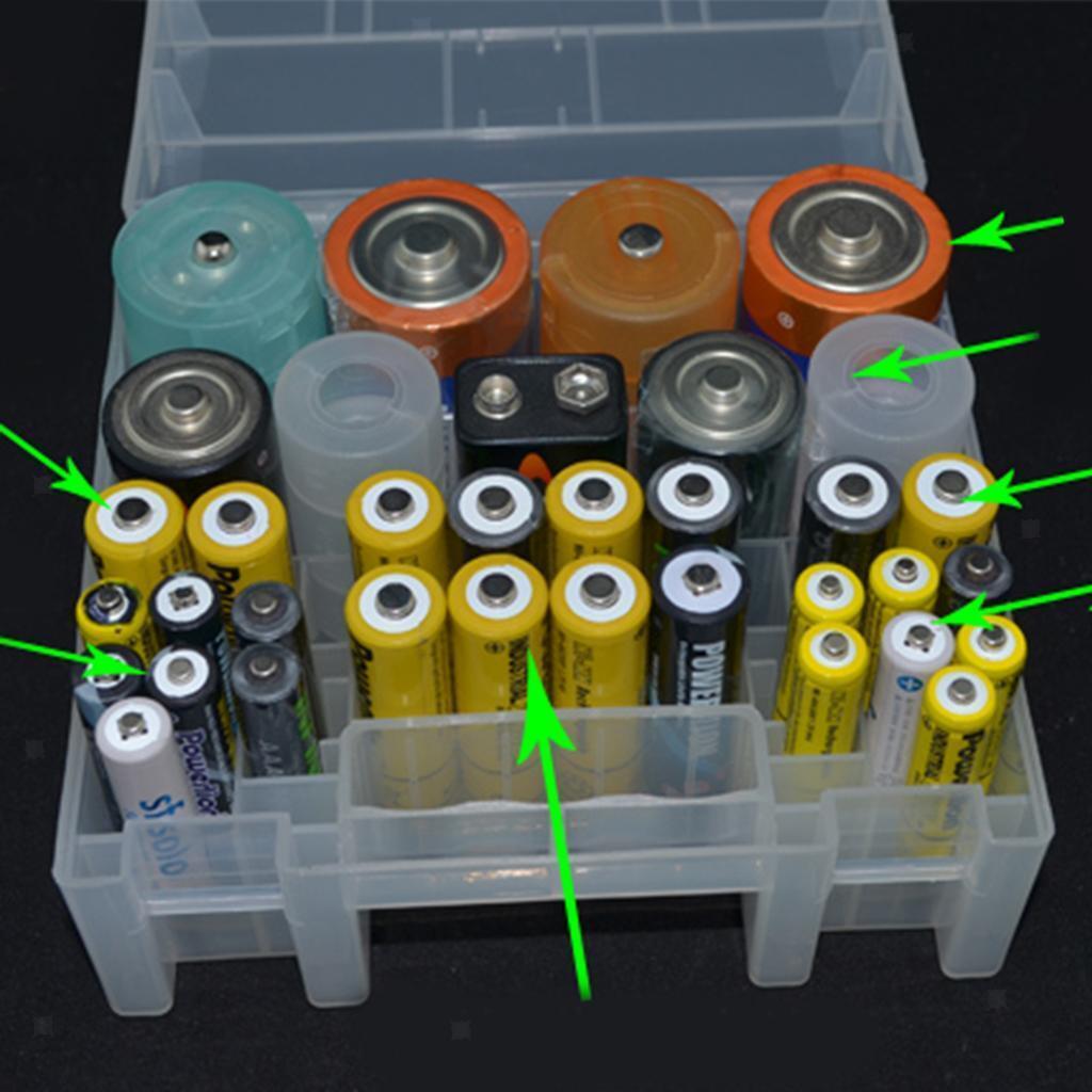 Clear Plastic Battery Storage Case Box Durable for 12x AA & 14xAAA Batteries