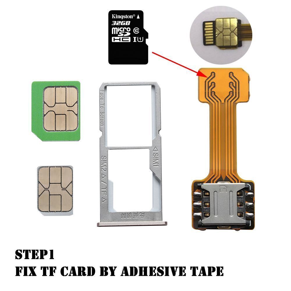 Android Phone Nano Cato Micro SD Extender Dual SIM Card Adapter Hybrid Sim Slot