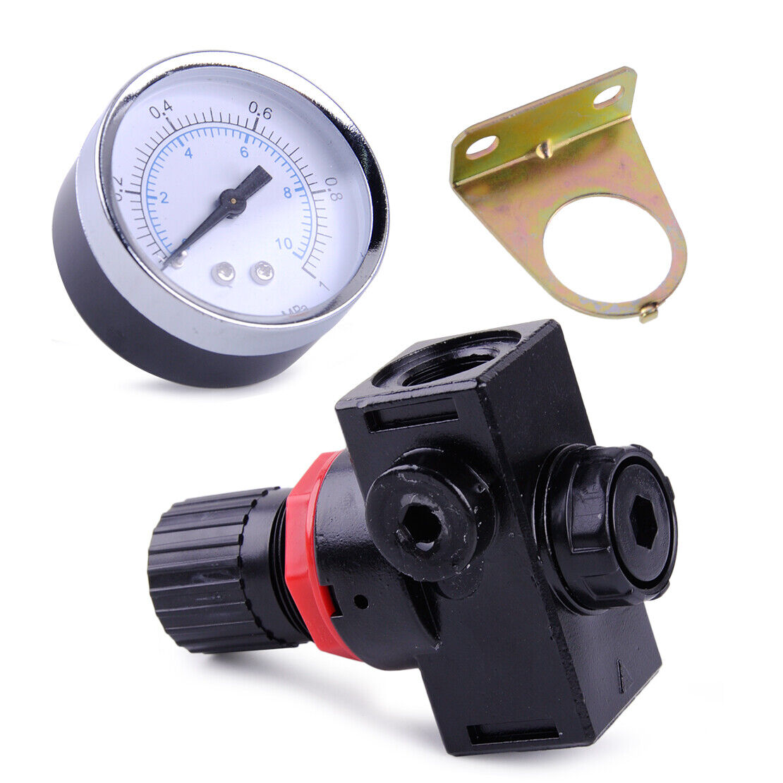 BR3000 G3/8" Pneumatic Compressor Air Pressure Gauge Regulator Valve Bracket Li