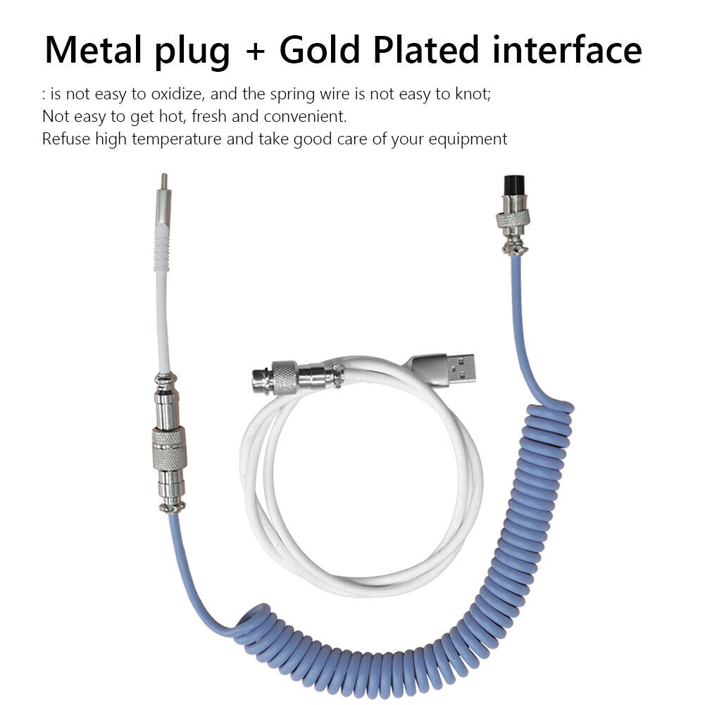 Ajazz AL60 Mechanical Keyboard Aviator Cable Coiled Type-C USB Wire (Blue)