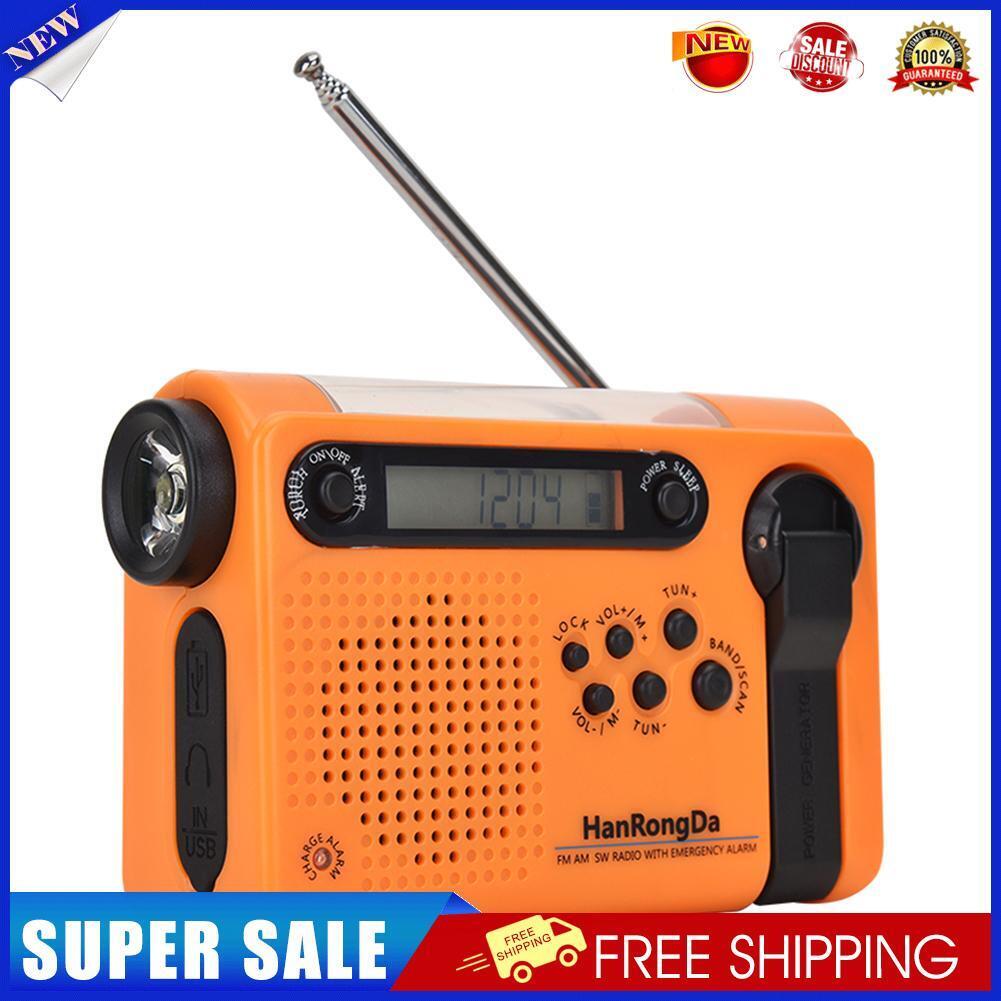 Portable Solar Full Band Radio FM AM LED Flashlight Power Bank Radiogram