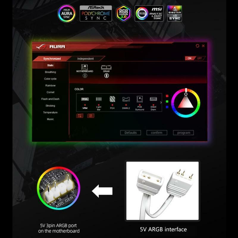 120mm Computer Case Fans for Desktops Adjustable ARGB Quiet CPU PC Cooling Fan