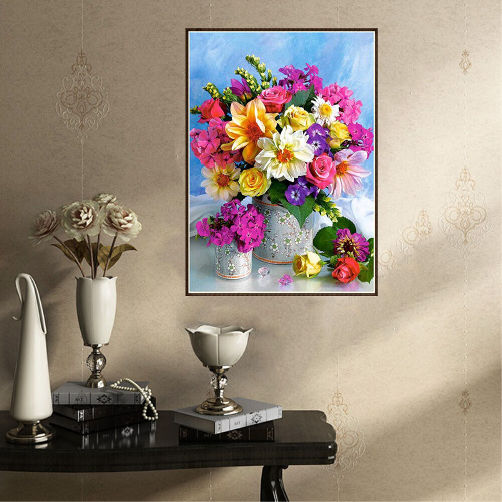 Flower DIY Round Rhinestone Diamond Painting Embroidery Kits Cross Stitch