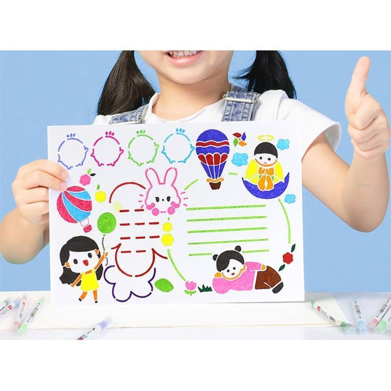 12 Color Dual-end Marker Pens Waterproof Durable Gift Stationery Set for Kids