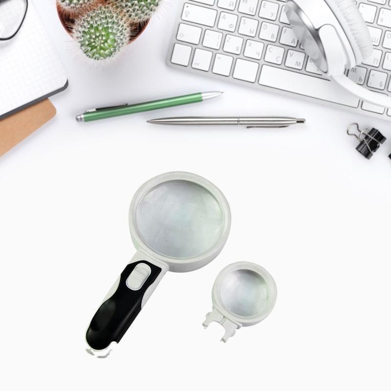 2.5X/10X Magnifier LED Illuminated Handle Reading Magnifying Glass for Elders