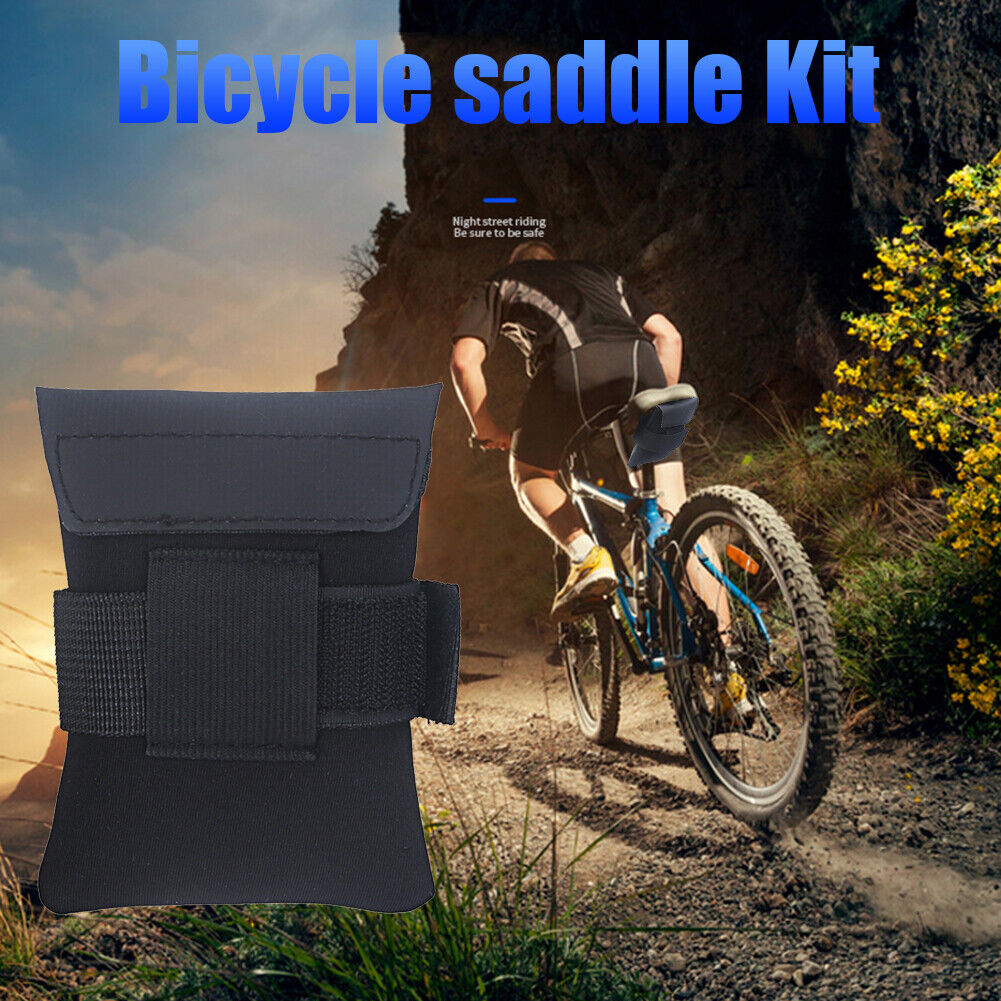 Bicycle Saddle Bag Folding Bike Seat Cushion Toolkit Cycling Pouch (Black)