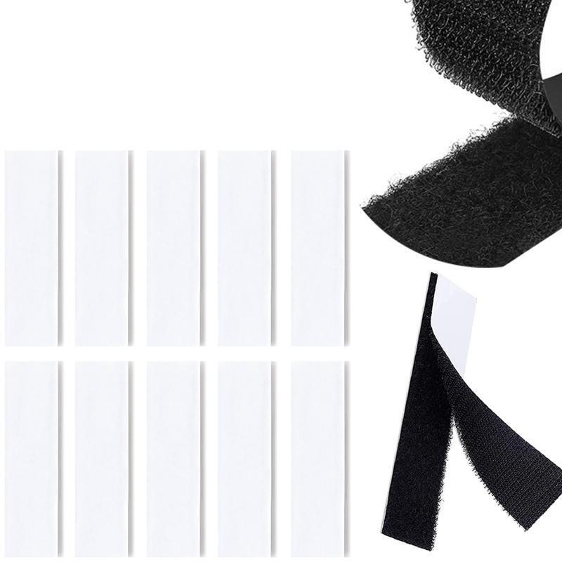 100 Pair Hook Loop Strips with Adhesive Interlocking Tape Sticky Fasteners