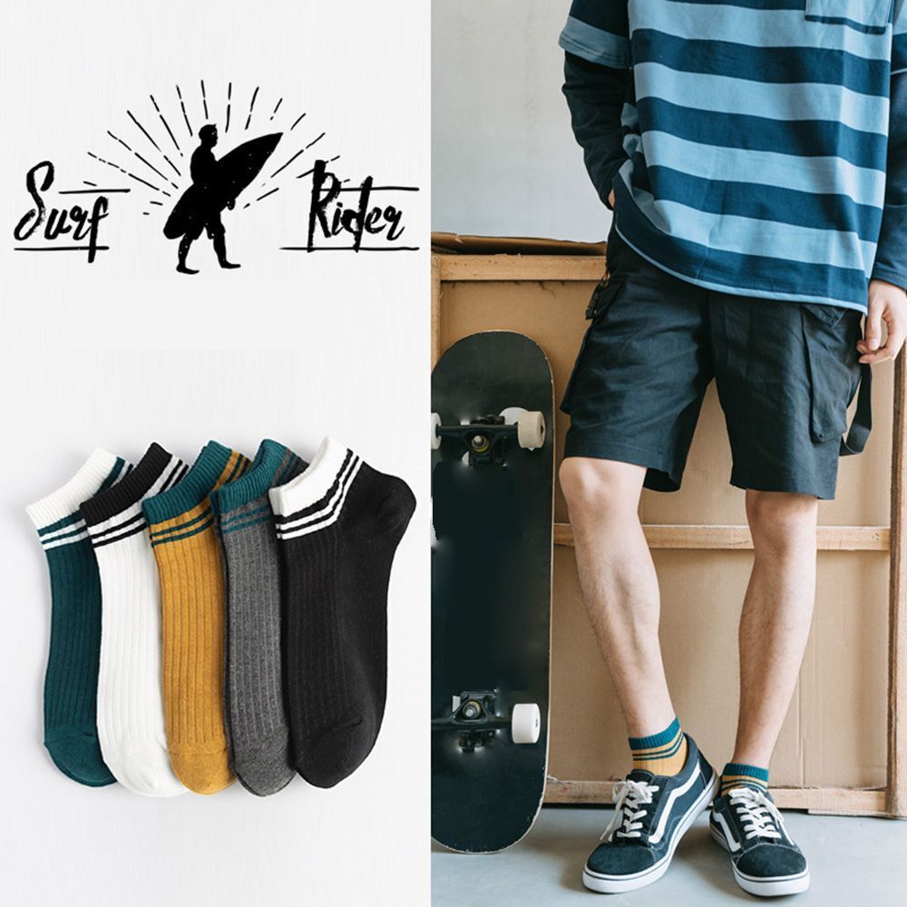 Absorb Sweat Breathable Striped Clothing Accesories Sports Stockings Boat Socks
