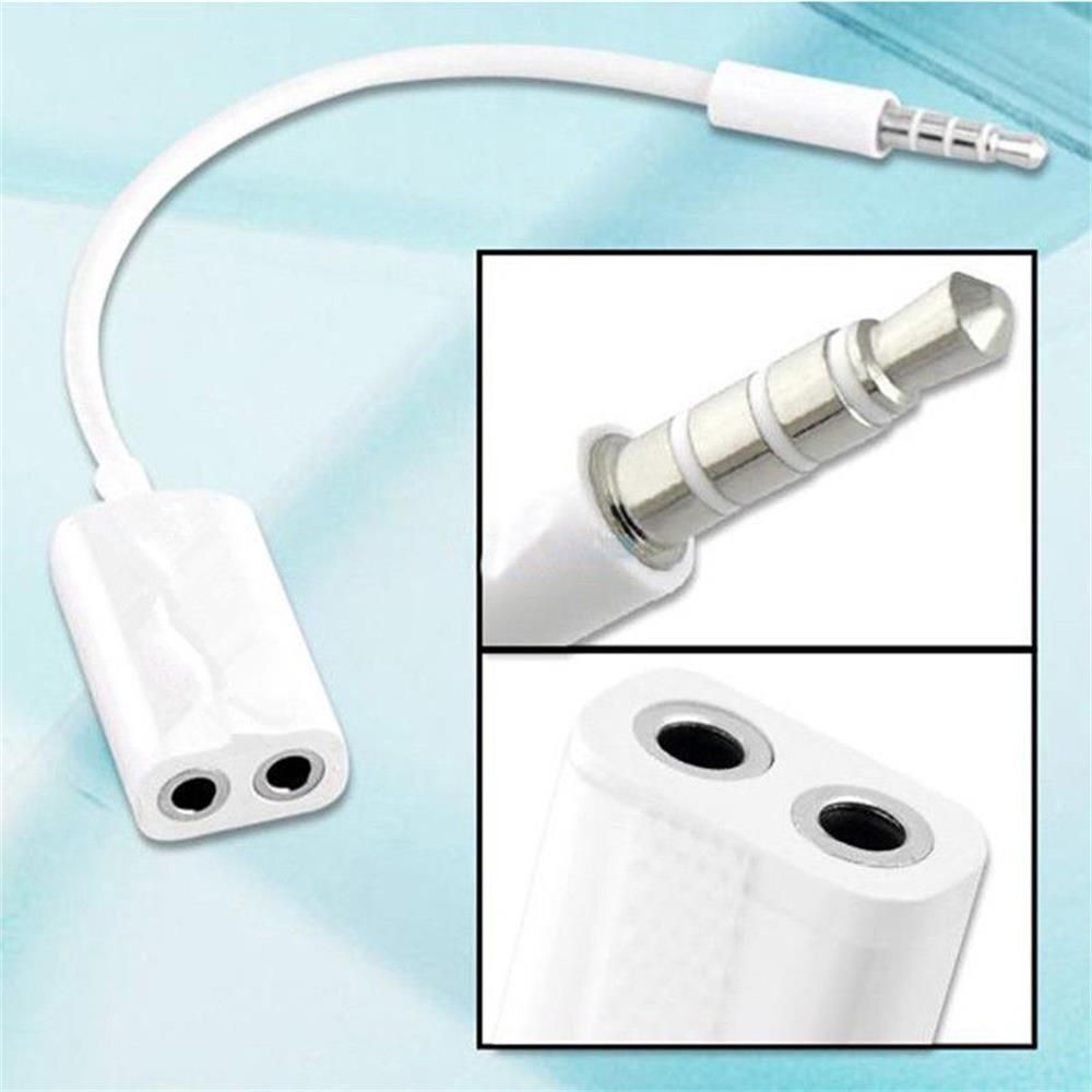 Stereo 3.5mm Headphone Y Splitter White Audio Cable 1 Male To 2 Female