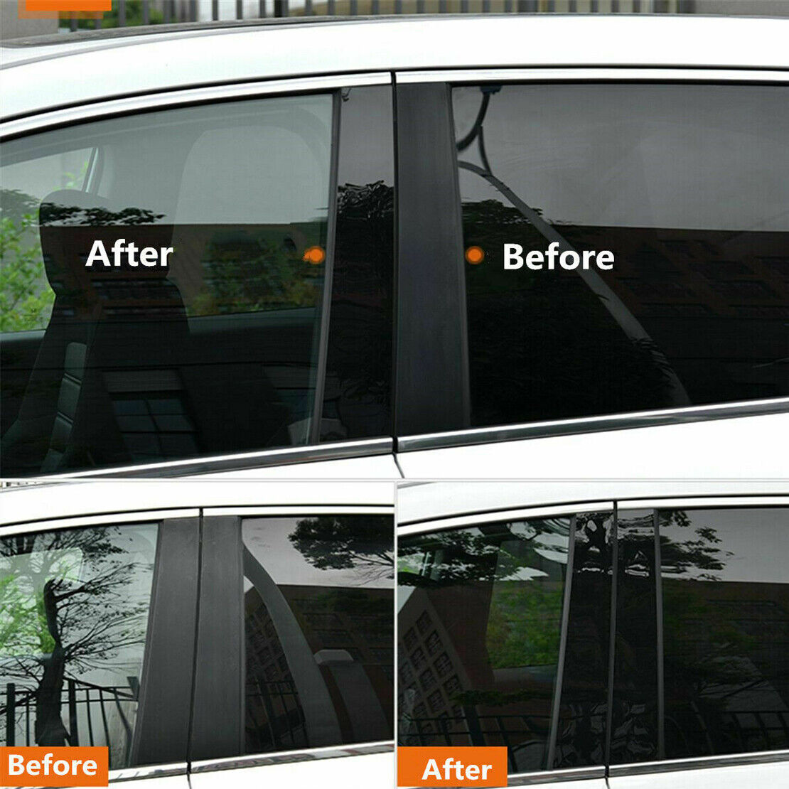 6pc Glossy Black Door Window Pillar Post Cover Trim Decor Fit for Hyundai Sonata