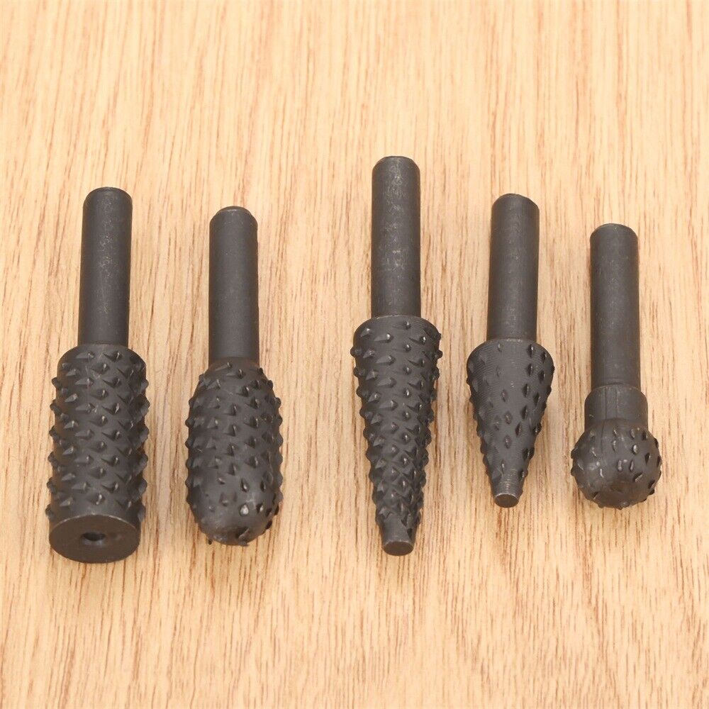 Hot 5x Rotary Burr Set Wood Carving File Rasp Power Drill Bits High-Carbon Steel