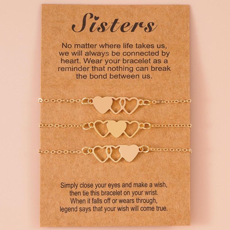 3Pcs/Set Sisters Bracelets Distance Matching Bracelets Sister Gifts for Xmas