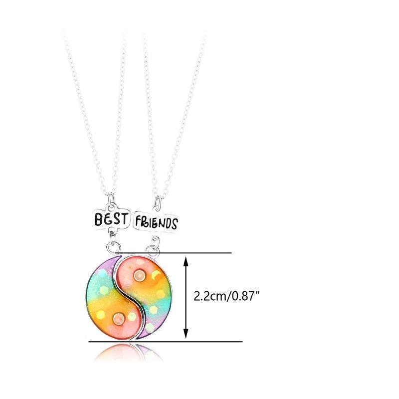 Sister Friendship Necklace Magnet Tai Chi Pendant Charm Best Friend Jewelry 2pcs