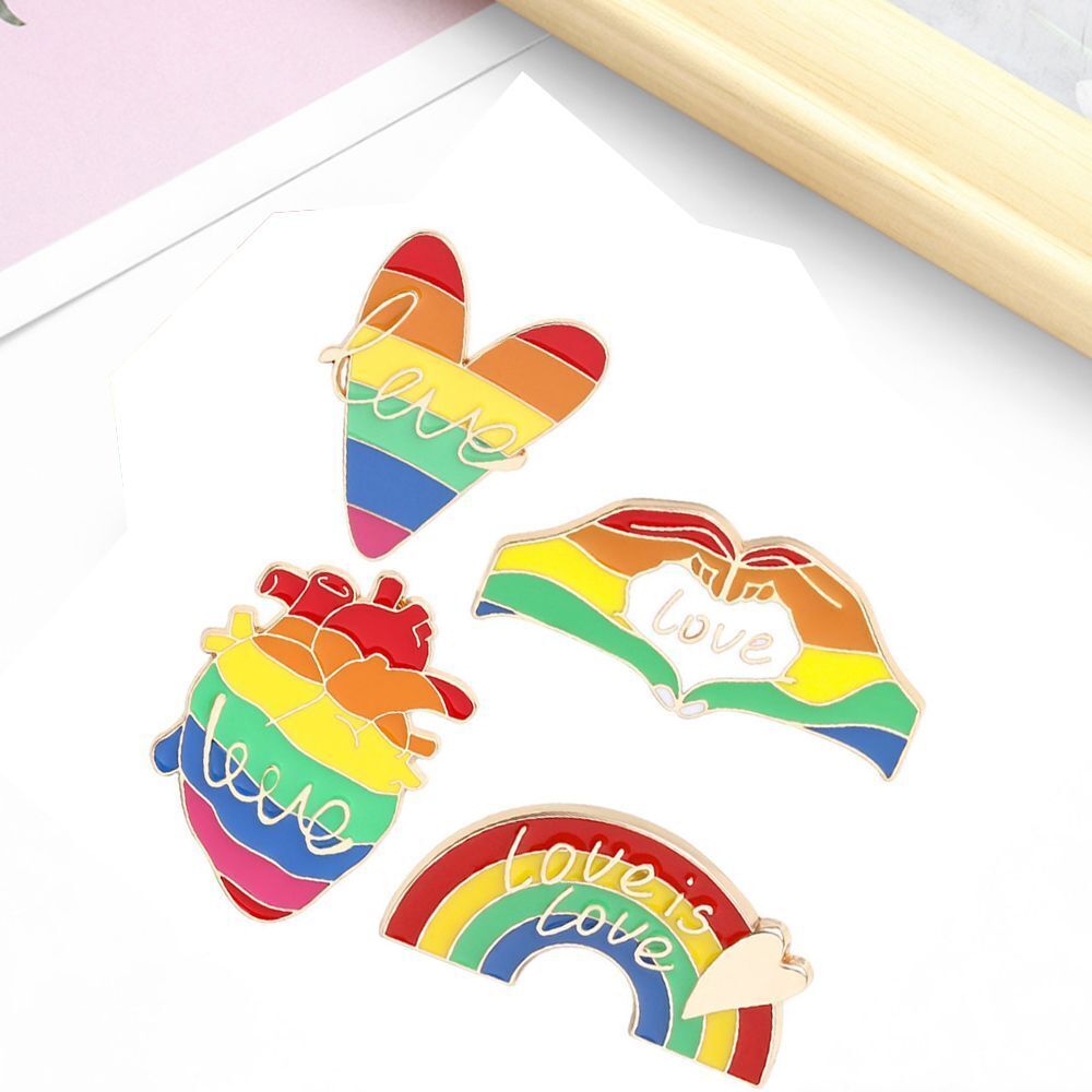 4PCS Lapel Denim Badge Metal Enamel Pins Pride Brooch Pins Rainbow