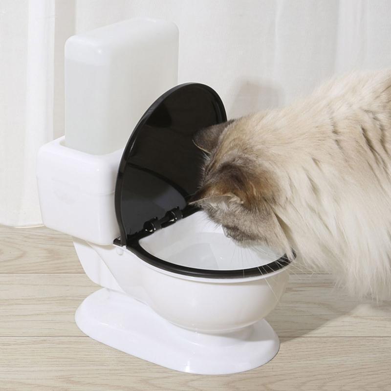 Cat Water Fountain Toilet Shape Gravity Fed Water Dispenser 650mL No Filter