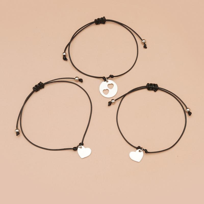 3Pcs Mother Daughter Bracelet Back to School Gifts Matching Heart Wish Bracelets