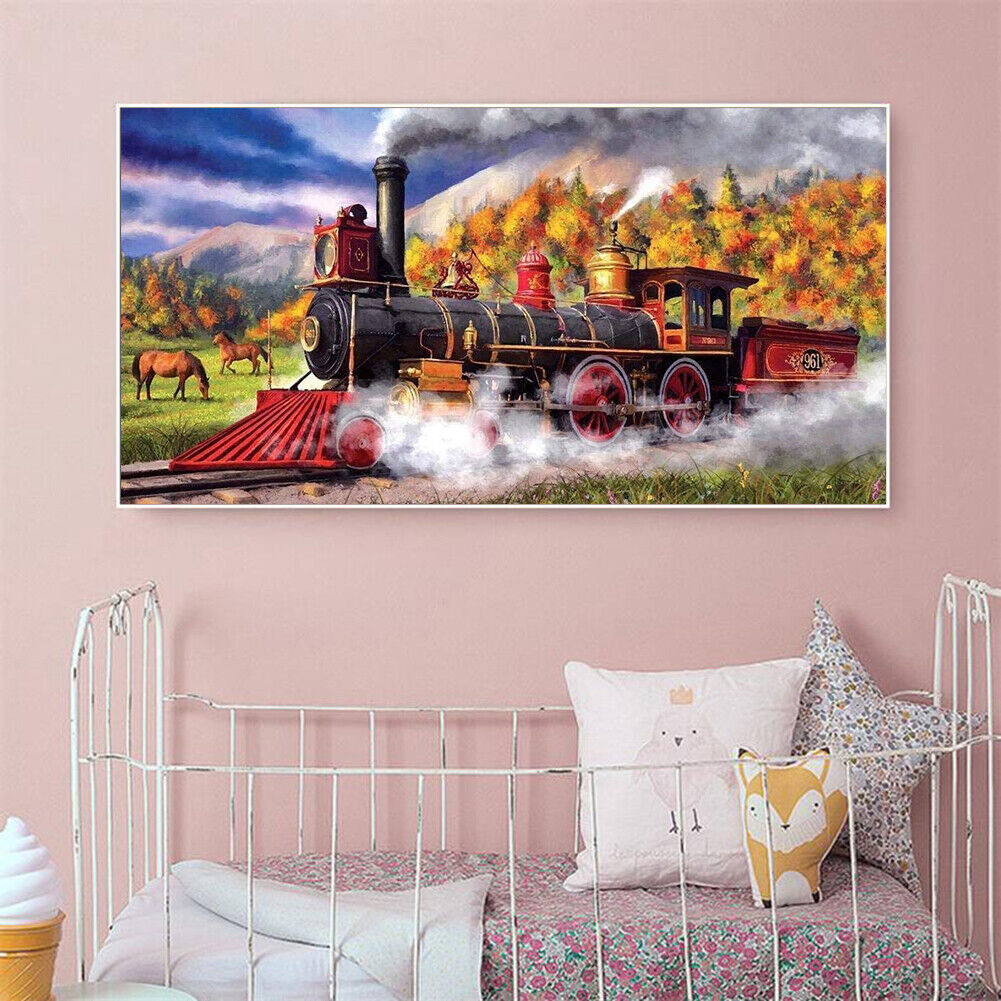 5D Train Full Drill Round Diamond Painting DIY Mosaic Picture Home Decor