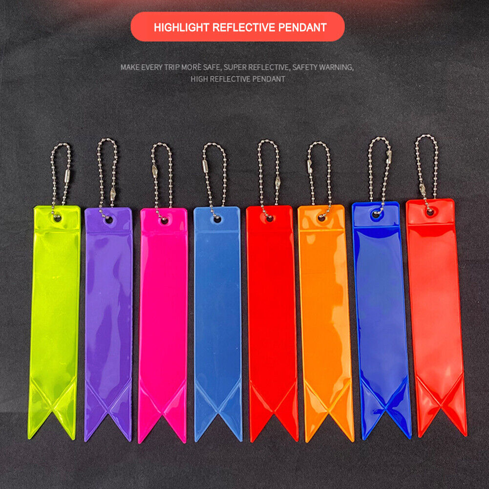 11pcs Safety Night Reflective Pendants Bag Backpack Keychain Car Warn Strip