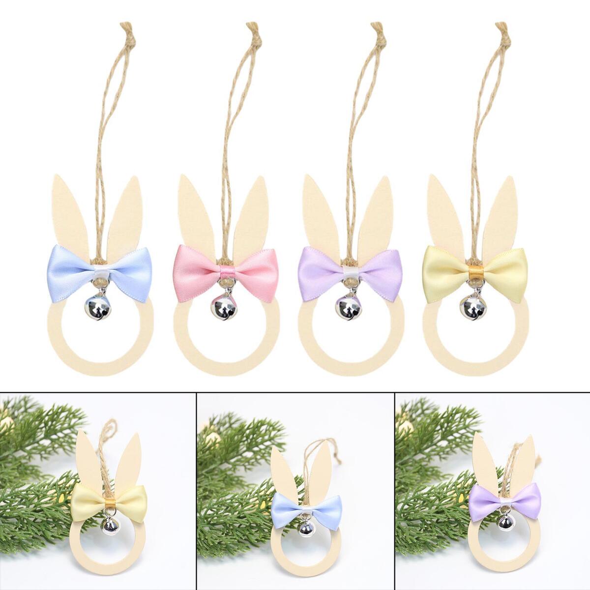 Wood Rabbit Ornament Party Supplies Supplies Hanging Pendant 4 Pieces Spring