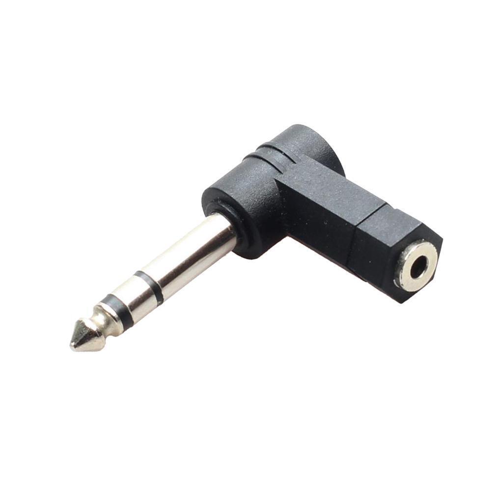 New 3.5mm Female to 6.35mm 1/4"Male Right Angle Headphone Adapter Plug, New